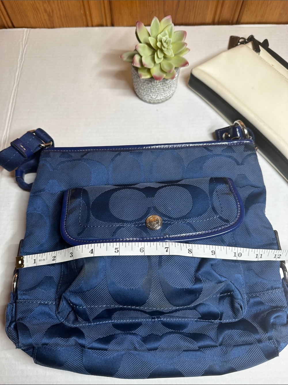 Coach Navy Signature Nylon Crossbody Bag - Picture 15 of 16